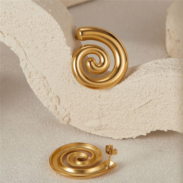 Gold Spiral Statement Earrings Yiwu Zhuchai E-Commerce Firm (Individual Business)