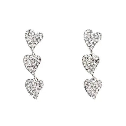 Exquisite Zircon Heart Tassel Earrings for Women Yiwu Zhuchai E-Commerce Firm