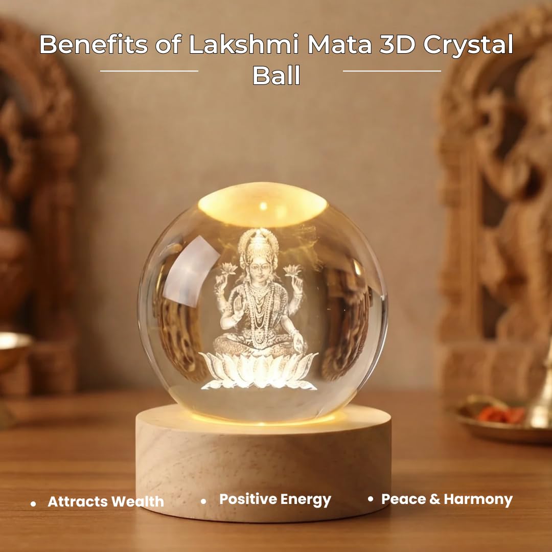 Laxmi Ji 3D Crystal LED Lamp Silvish