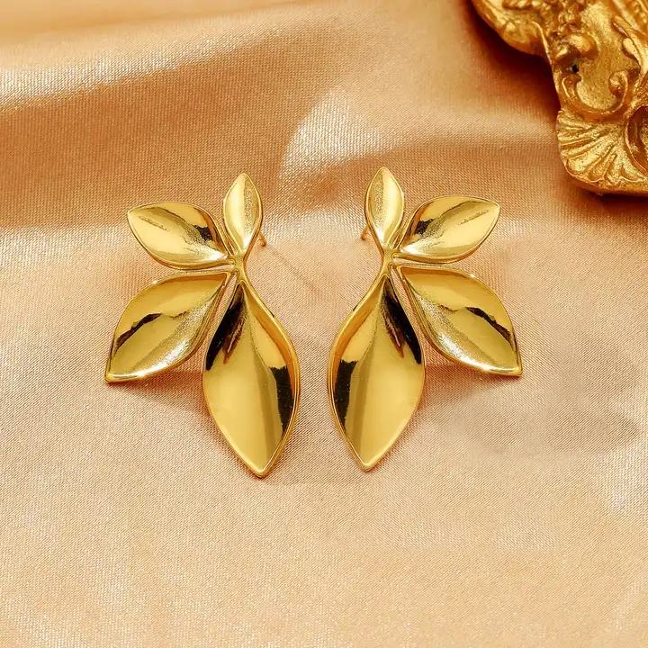Gold Leaf Statement Earrings Yiwu Zhuchai E-Commerce Firm (Individual Business)