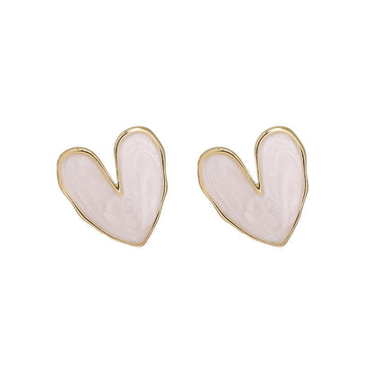 Vintage White Heart Stud Earrings Yiwu Baochai E-Commerce Firm