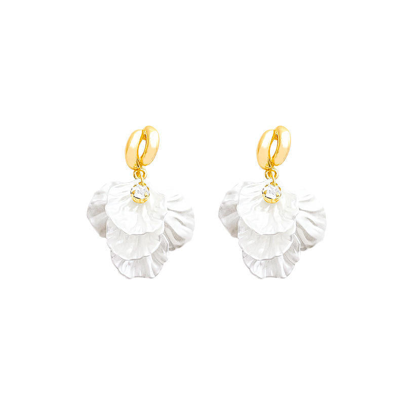 Gold Petal Drop Earrings with Crystal Accent Yiwu Zhuchai E-Commerce Firm (Individual Business)