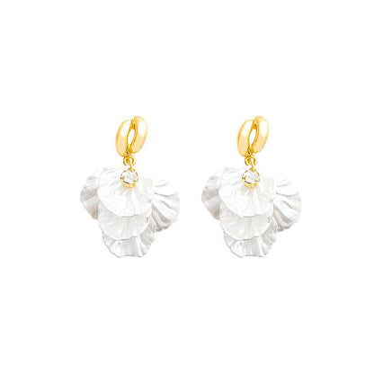 Gold Petal Drop Earrings with Crystal Accent Yiwu Zhuchai E-Commerce Firm (Individual Business)