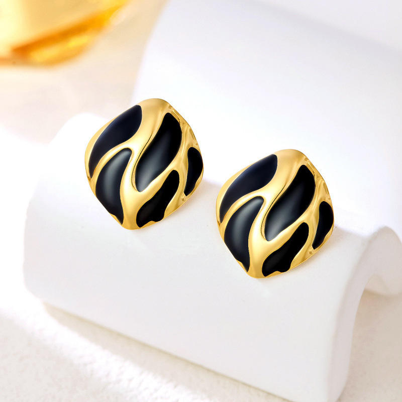 Marble Pattern Gold Hoop Earrings Hunan Haoyi Gift Co., Ltd.