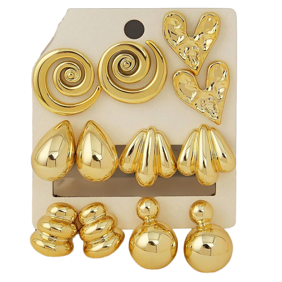 Gold Statement Earrings Set