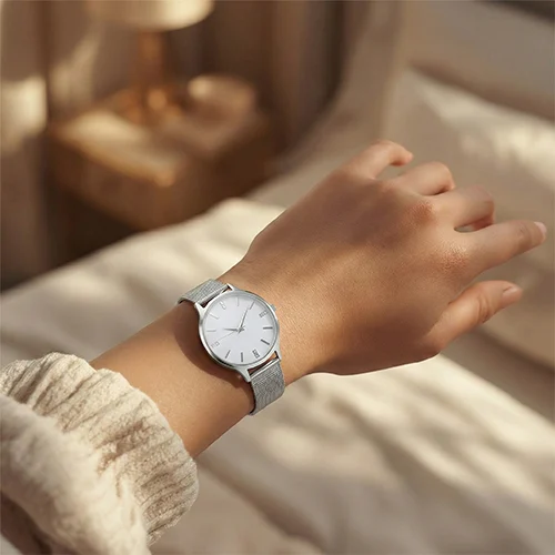 Elegant Stainless Steel, Silver Color Mesh Watch Silvish