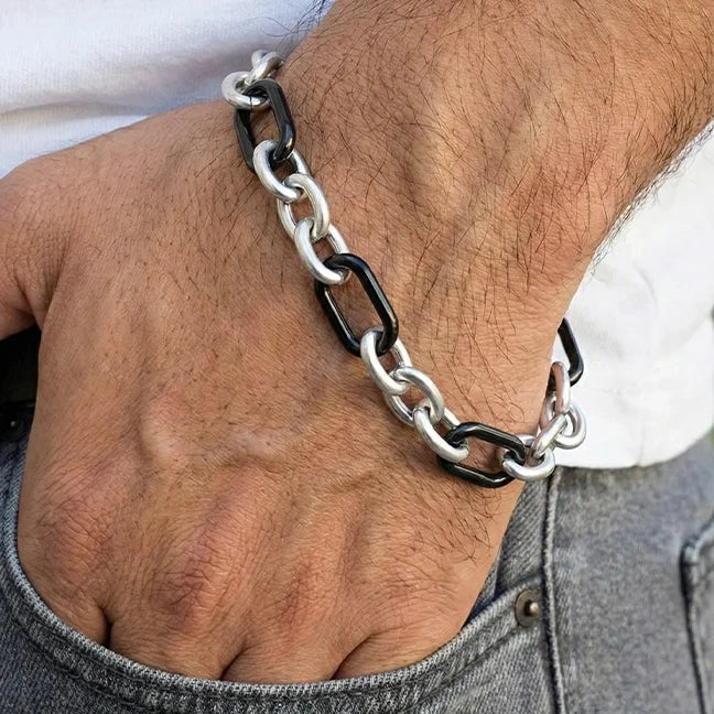 Silver Vigor Link Men Bracelet