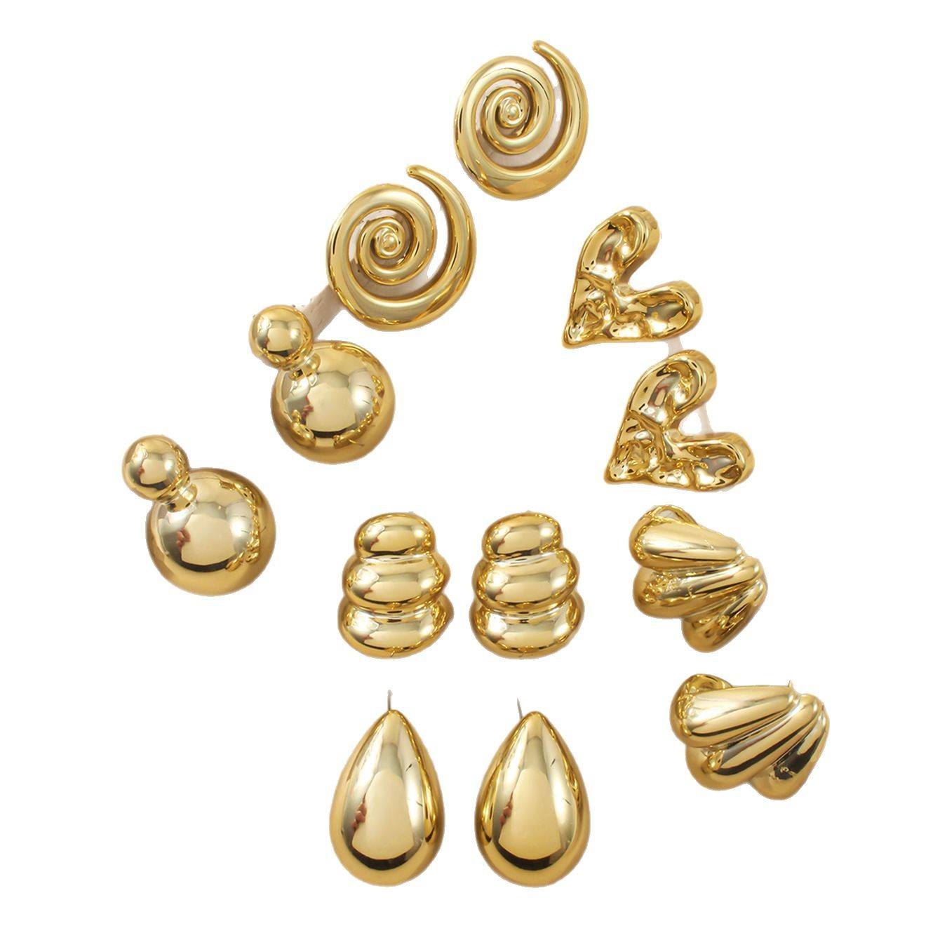 Gold Statement Earrings Set
