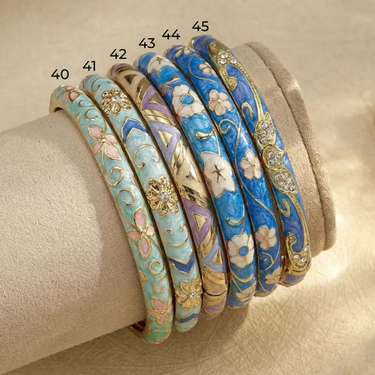 Shades of Blue Enamel Gold Plated Bangle (Openable)