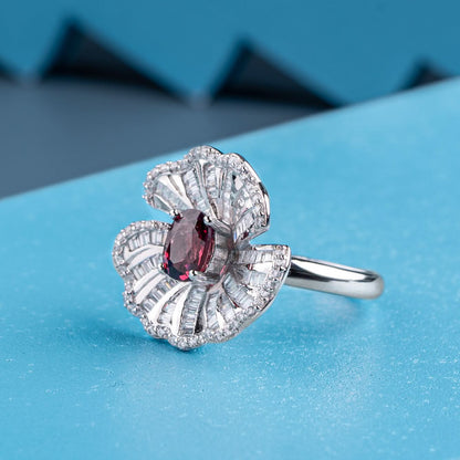 Silver Scarlet Radiance Cocktail Ring