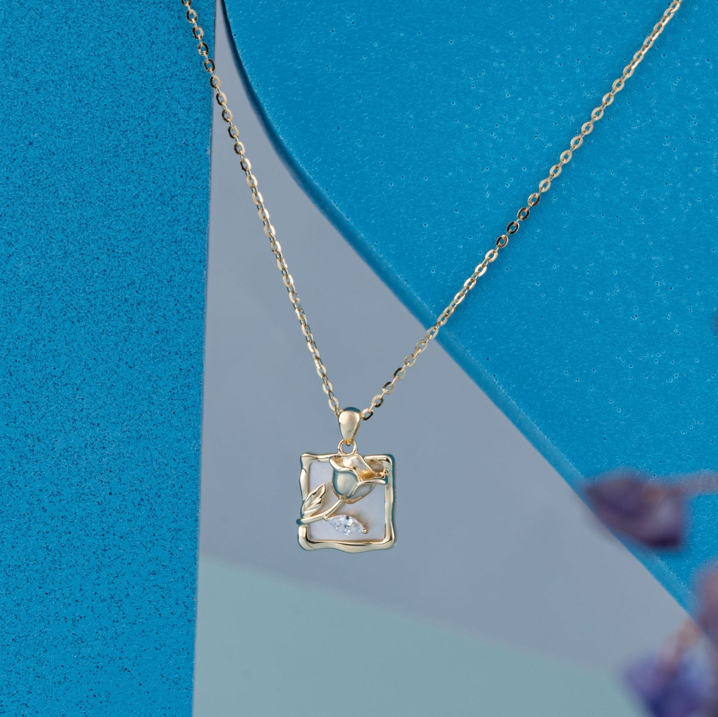 Gold Plated Lustre Rose Pendant