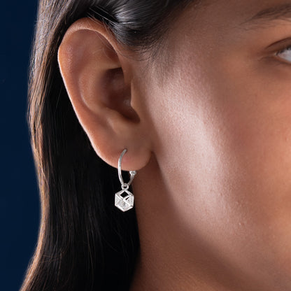 'White Stone' with Hoop Earrings