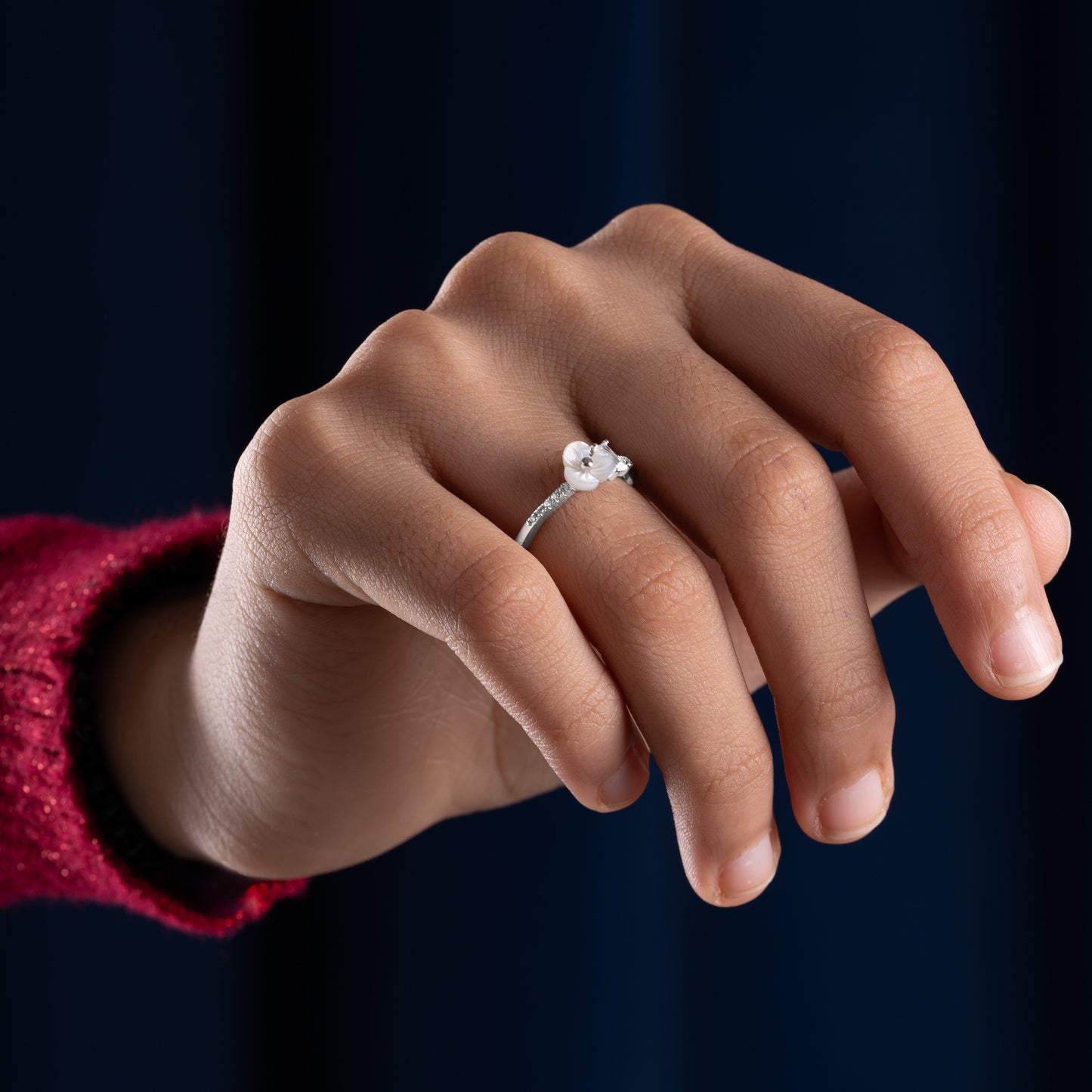 'Ivory Blossom' kids Silver Ring
