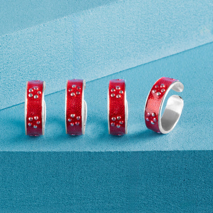 Silvish 'Red Floral Charm' Toe Rings
