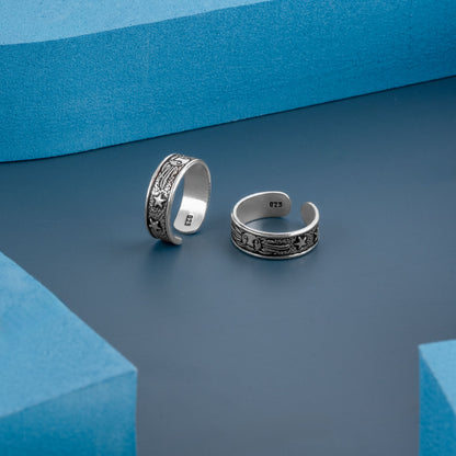 'Silver Star & Sun Shadow Handcrafted' Toe Rings