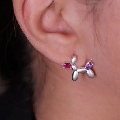 Silver Balloon Dogs Cufflinks Earrings