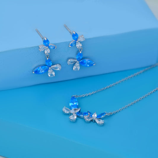 Icy Butterfly Silver Pendant Set