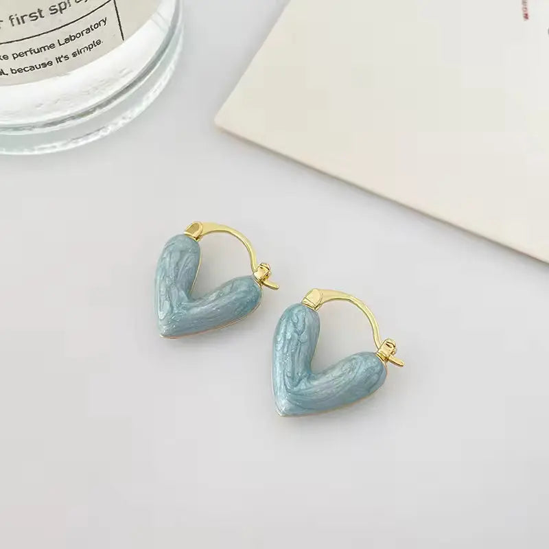 Rose Enamel Heart Earrings Yiwu Baochai E-Commerce Firm