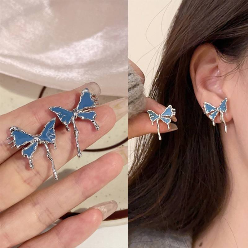 Blue Butterfly Irregular Stud Earrings