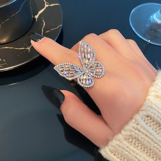 Crystal Flutter Butterfly Statement Ring