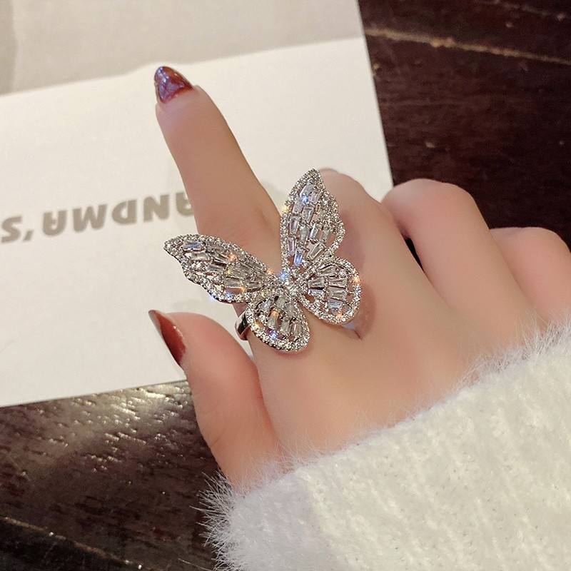 Crystal Flutter Butterfly Statement Ring