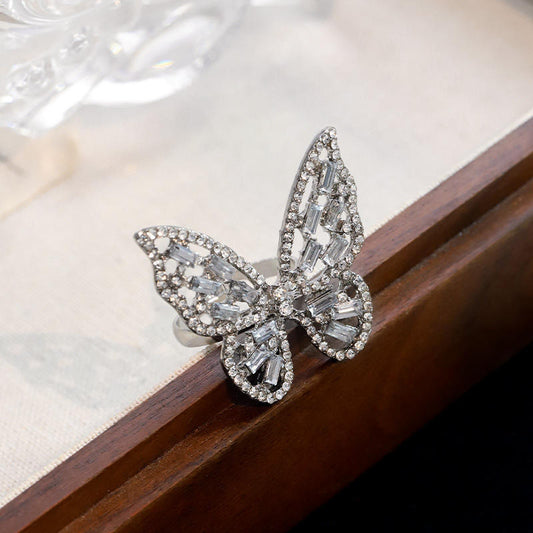 Crystal Flutter Butterfly Statement Ring