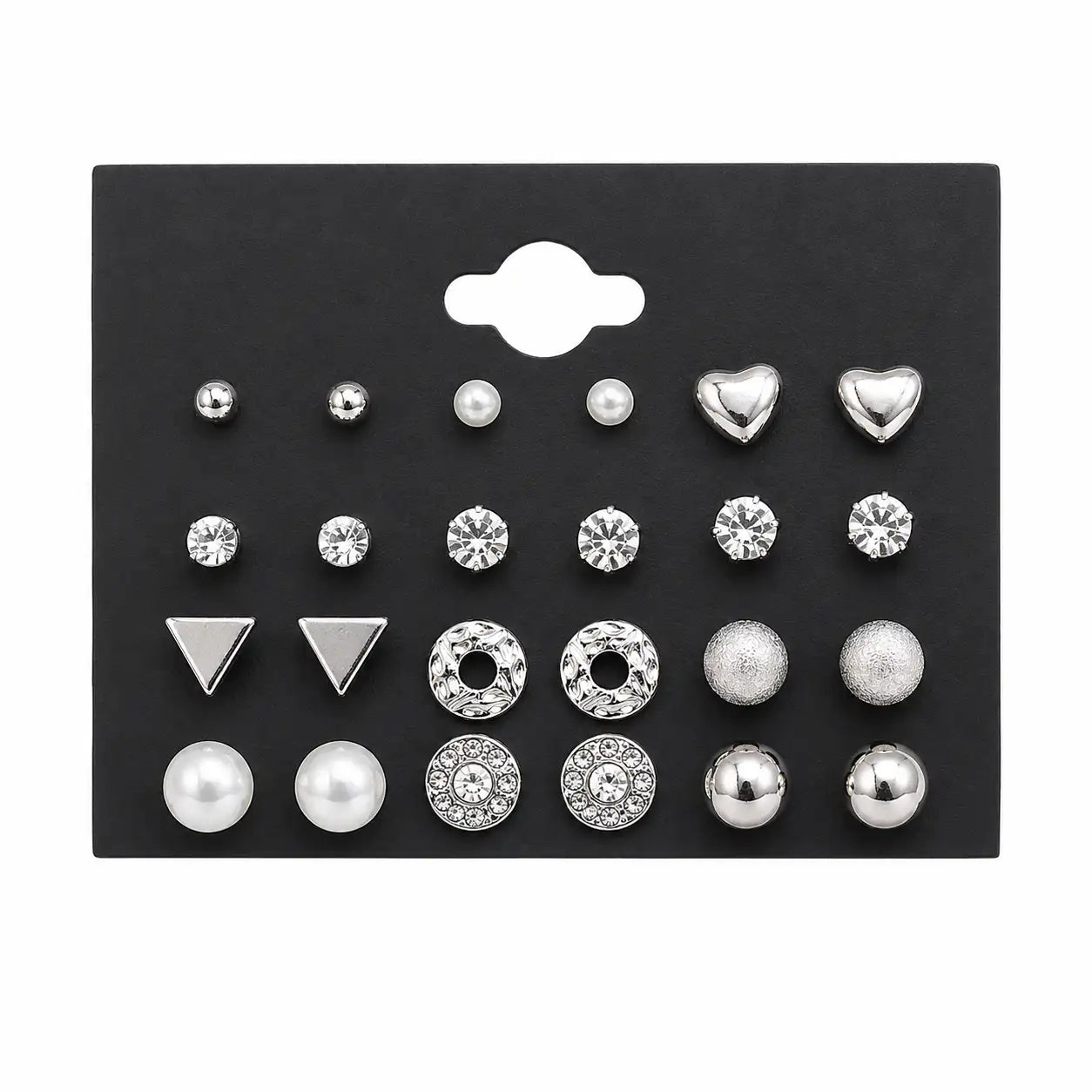 12 Pairs Crystal Heart Earring Set for Women Yiwu Zhuchai E-Commerce Firm