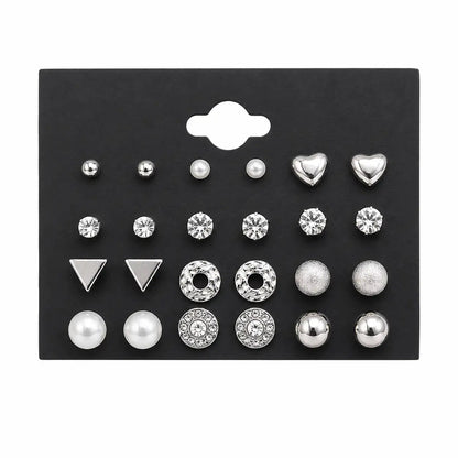12 Pairs Crystal Heart Earring Set for Women Yiwu Zhuchai E-Commerce Firm