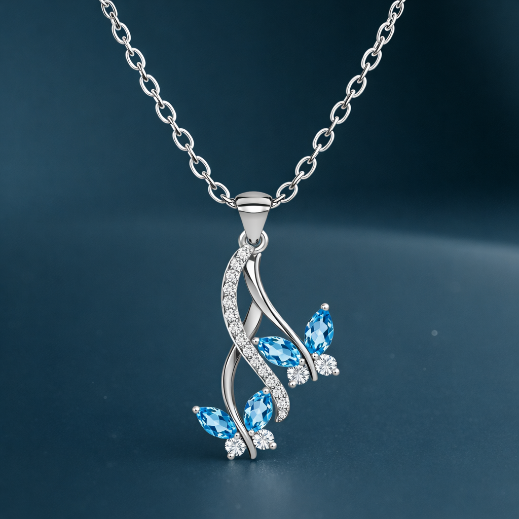 Silver Blue Morphia Pendant Silvish