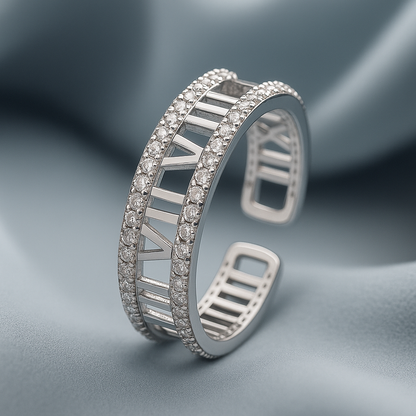 Silver Numeral Design Open Ring Silvish