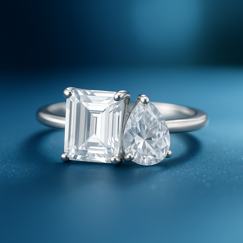 Silver Toi et Moi ring