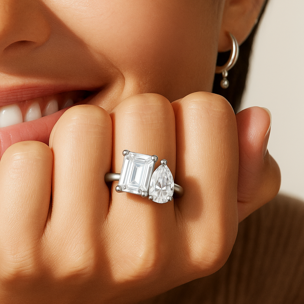 Silver Toi et Moi ring