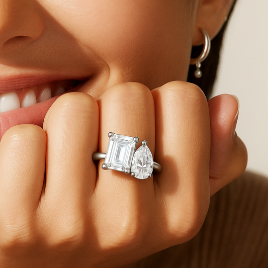 Silver Toi et Moi ring