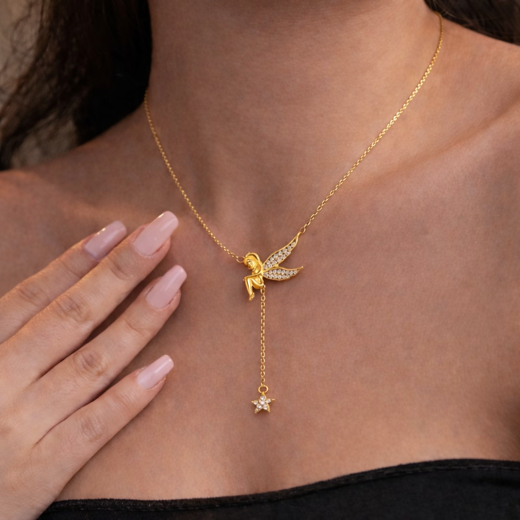Gold Plated Guardian Angel Pendant Silvish
