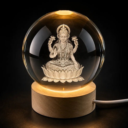 Laxmi Ji 3D Crystal LED Lamp Silvish