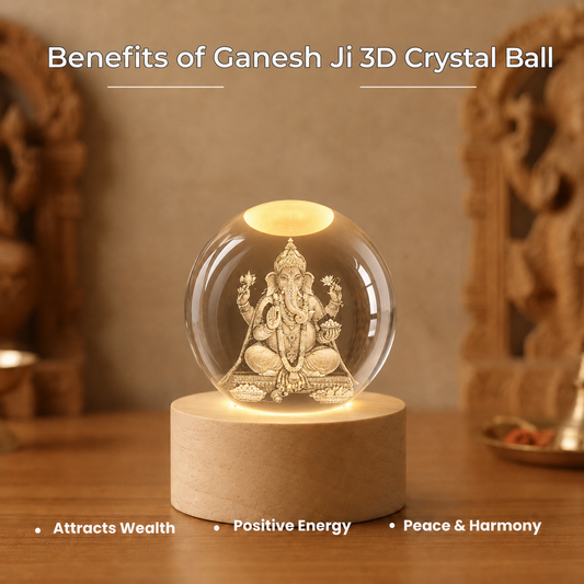 Ganesh Ji 3D Crystal LED Lamp Silvish