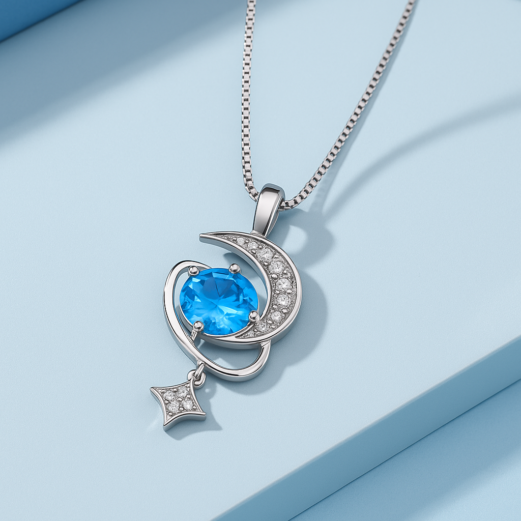 Celestial Blue Topaz Pendant Silvish