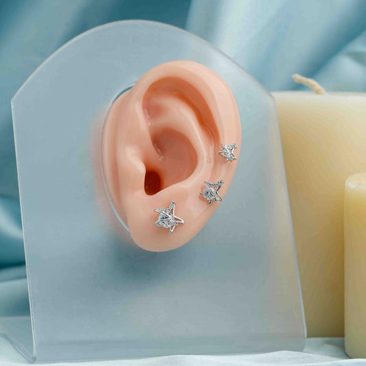 Silver Star Fish Stud Set