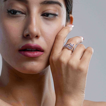 Silver Tri-Butterfly Ring