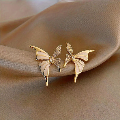 Crystal Flower Butterfly Stud Earrings