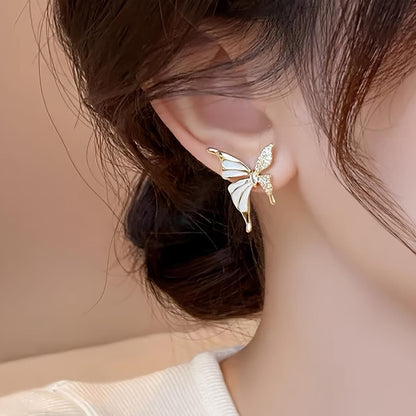 Crystal Flower Butterfly Stud Earrings