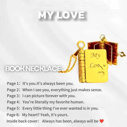 To My Love Engraved Book Locket Necklace