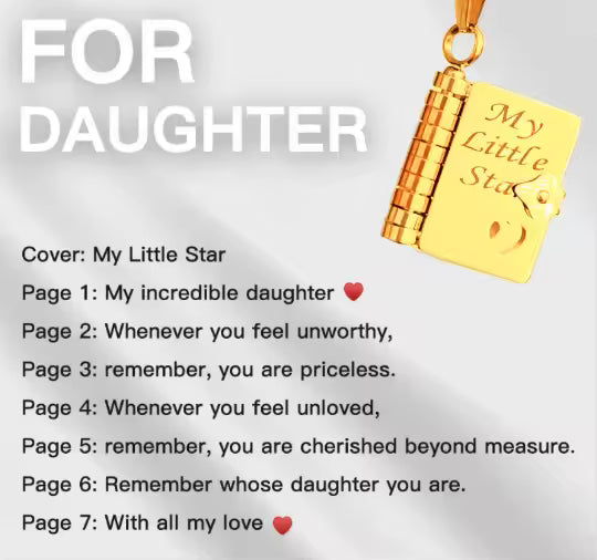 To My Daughter Engraved Book Locket Necklace