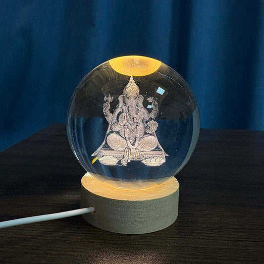 Ganesh Ji 3D Crystal LED Lamp