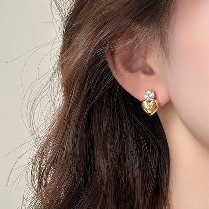 Minimalist Gold Diamond Love Earrings