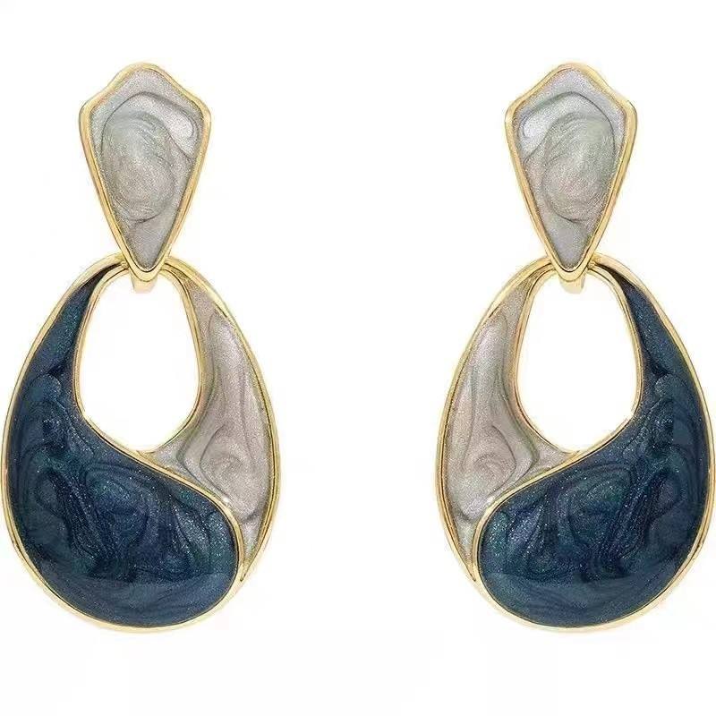 Golden Enamel Teardrop Earrings