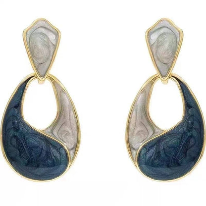 Golden Enamel Teardrop Earrings