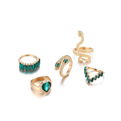 New Fashion Green Snake Ring Set for Women