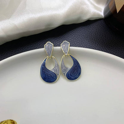Golden Enamel Teardrop Earrings
