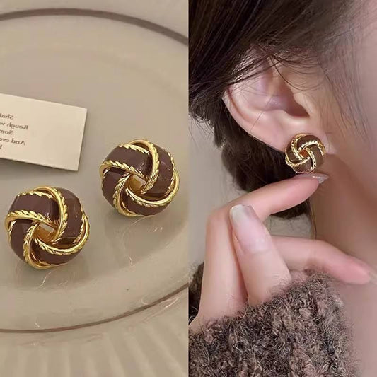 Vintage Concentric Knot Hydrangea Stud Earrings